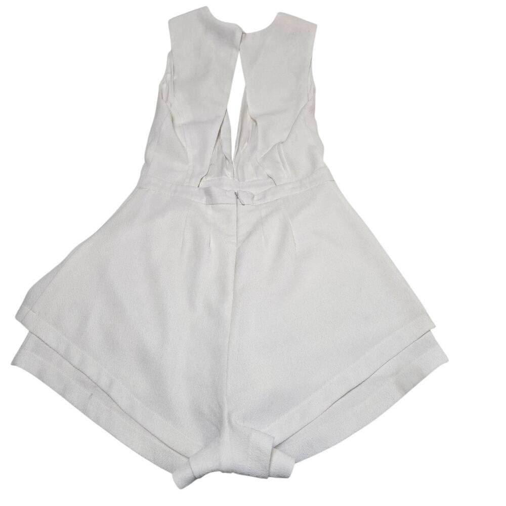 ANGL Romper Sleeveless Deep V-Neck Peplum Style Small White
